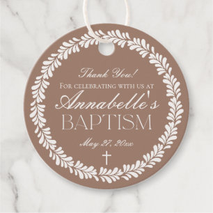 Mocha Brown Talavera Spaanse Fiesta doopcirkel Bedankjes Labels