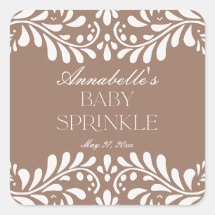 Mocha Brown Talavera Tegel Fiesta Baby Sprinkle Vierkante Sticker