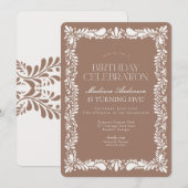 Mocha Brown Talavera Tegel Fiesta Verjaardagsfeest Kaart (Voorkant / Achterkant)