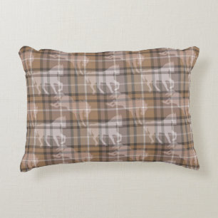 Mocha bruin & beige equestrian paard tartan ruit accent kussen