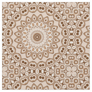Mocha Bruin Geometrisch Mandala Patroon Stof