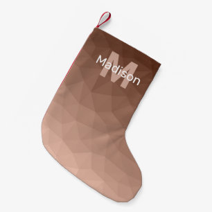 Mocha bruin geometrisch mesh patroon Monogram Kleine Kerstsok
