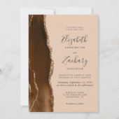 Mocha Bruin Gouden Agaat Tam QR Code Wedding Kaart (Voorkant)