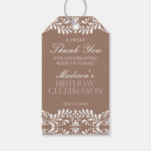 Mocha Bruin Talavera Fiesta Verjaardagsfeest Favor Cadeaulabel