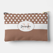 Mocha bruin Witte stip retro patroon Monogram Etui (Achterkant)