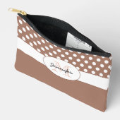 Mocha bruin Witte stip retro patroon Monogram Etui (Open)