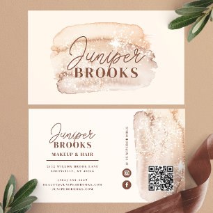 Mocha Bruine Social Media QR Code Glitter Visitekaartje