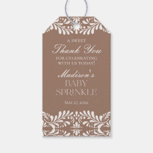 Mocha Bruine Talavera Fiesta Baby Strooigoed Favor Cadeaulabel