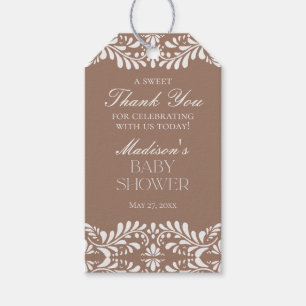 Mocha Bruine Talavera Tegel Fiesta Baby Shower Fav Cadeaulabel
