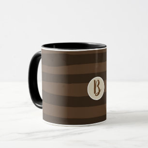 Mocha Bruine Whimsical Funky Strepen Modern Chic Mok