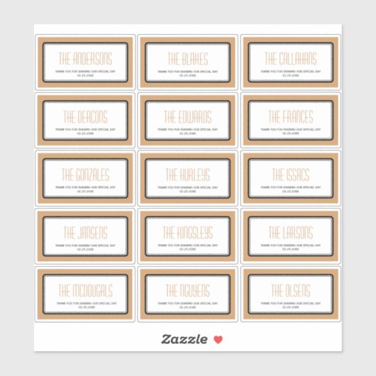 Mocha brun rectangulaire individu 15 étiquettes (Feuille)