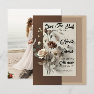 Mocha Café Au Lait Bruin Neutraal Bloemen Opslaan  Kaart