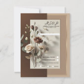 Mocha Café Au Lait Bruin Neutraal Bloemen RSVP Kaart (Voorkant)