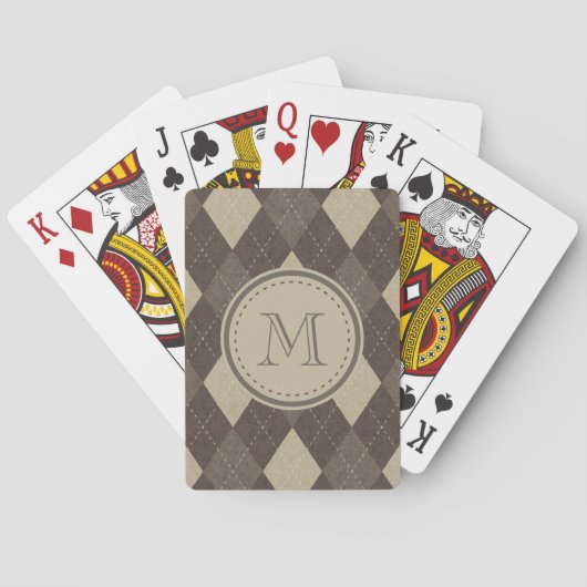 Mocha Chocca Brown Argyle met Monogram Speelkaarten (Achterkant)