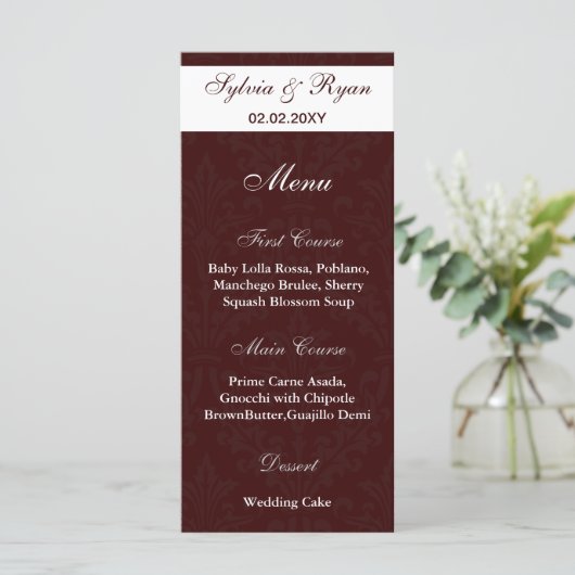 mocha chocolade bruine foto Trouwmenu's Menu (Staand voorkant)