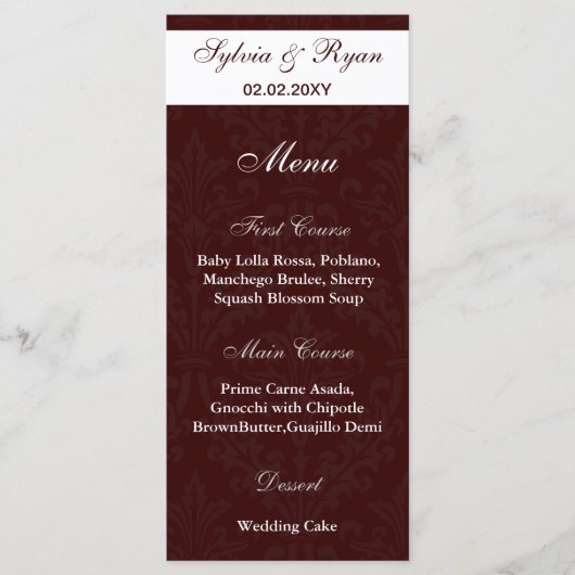 mocha chocolade bruine foto Trouwmenu's Menu (Voorkant)