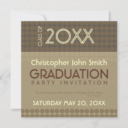 Mocha Circles Trendy Modern Afstuderen Invitation Kaart (Voorkant)