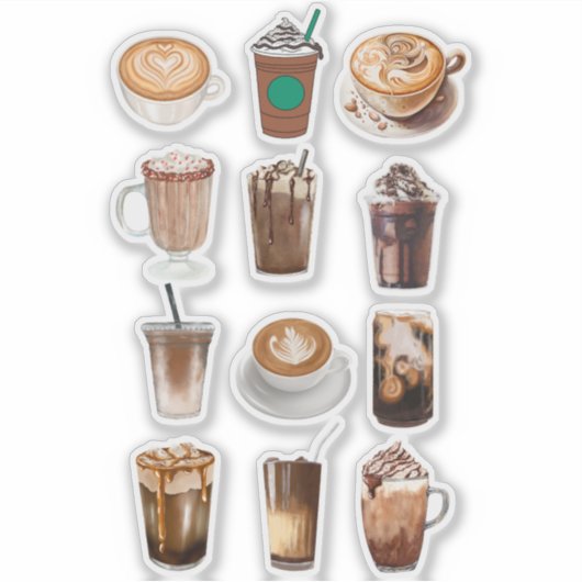 Mocha Coffee Collage Sticker (Voorkant)