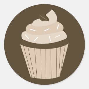 Mocha Cupcake Ronde Stickers