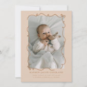 Mocha Doodle Bows Cadre photo Faire-part de naissa (Devant)
