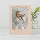 Mocha Doodle Bows Cadre photo Faire-part de naissa (Debout devant)
