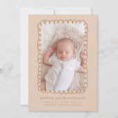 Mocha Doodle Lijst Geboorteaankondiging Foto Aankondiging (Voorkant)