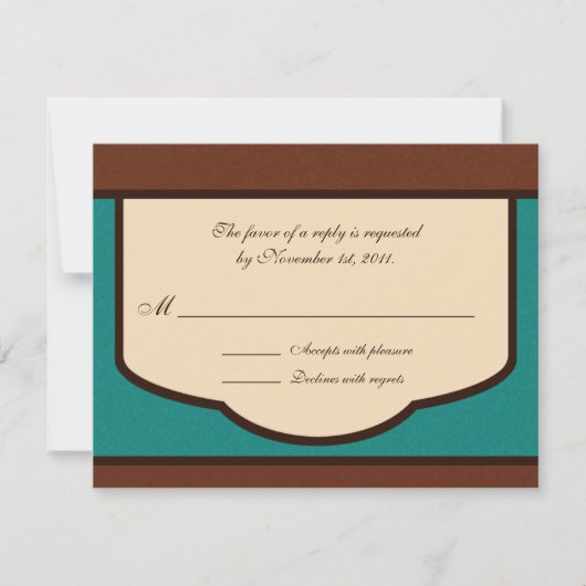 Mocha doux et réponse Turquoise / Cartes RSVP (Devant)