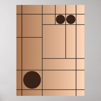 Mocha Drift No. 1 Bruine Mid Century Geometrische  Poster