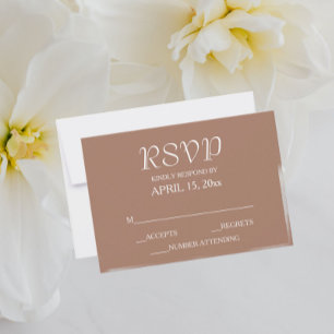 Mocha Eenvoudige Stijl Trouwen RSVP Kaartje