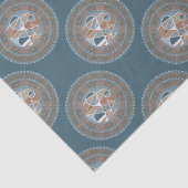 Mocha en Blauwgroen Abstract accent Polka Dot Mand Tissuepapier (Detail)