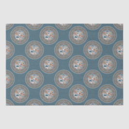 Mocha en Blauwgroen Abstract accent Polka Dot Mand Tissuepapier