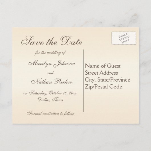 Mocha en Ivoor Floral Save the Date Briefkaart (Achterkant)