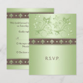 Mocha en Mint Bloemen Antwoordkaart RSVP Kaartje (Voorkant / Achterkant)