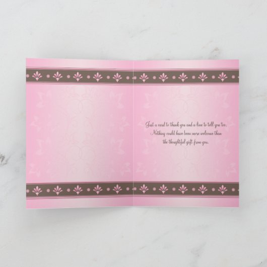 Mocha en Roze Bloemige Bedankkaart (Binnen)