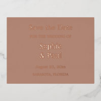 Mocha Enregistrer la date Foil Invitation Carte Po