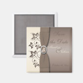 Mocha et ivoire Floral Wedding Favor Magnet (Recto/Verso)
