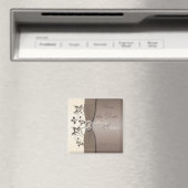 Mocha et ivoire Floral Wedding Favor Magnet (In Situ (Lave-vaisselle))