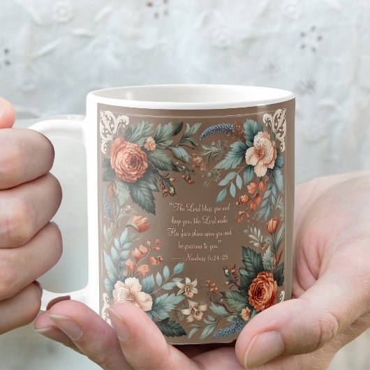 Mocha Floral Personnalisable Morning Blessing Mug