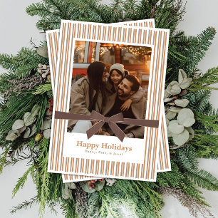 Mocha Fluwelen Strik Foto Kerstkaart