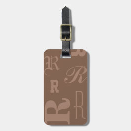 Mocha Gepersonaliseerd Monogram, Typografie Initia Bagagelabel