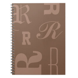 Mocha gepersonaliseerd monogram, typografie initia notitieboek