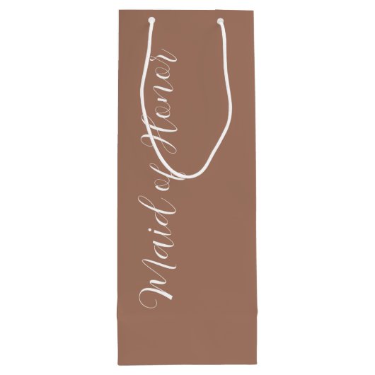 Mocha gestileerd script Maid of Honor Wijn Cadeautas (Achterkant)