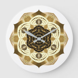 Mocha Goud Mandala Grote Klok