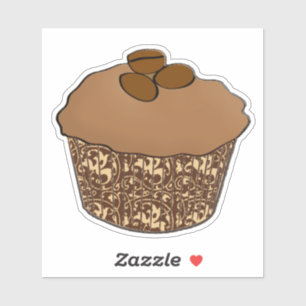 Mocha/Koffee Frosted Cupcake, Lace Background Sticker
