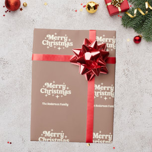 Mocha koffie Vrolijk kerstplezier Cadeaupapier