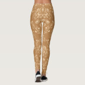 Mocha Latte Brown Damask Leggings (Achterkant)