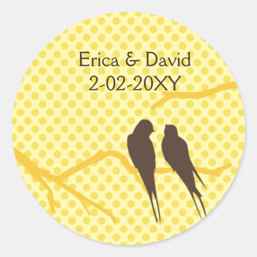 Mocha Lovebirds Bruiloft label (Voorkant)
