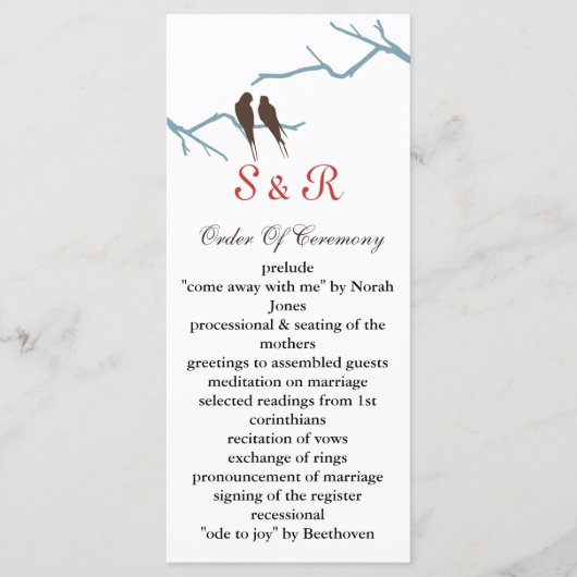 mocha lovebirds Programme de mariage (Devant)