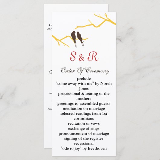 mocha lovebirds Trouwprogramma Programma (Voorkant / Achterkant)