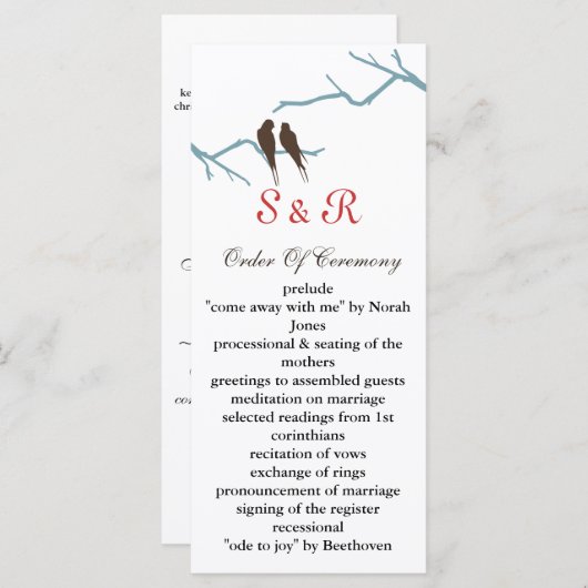 mocha lovebirds Trouwprogramma Programma (Voorkant / Achterkant)